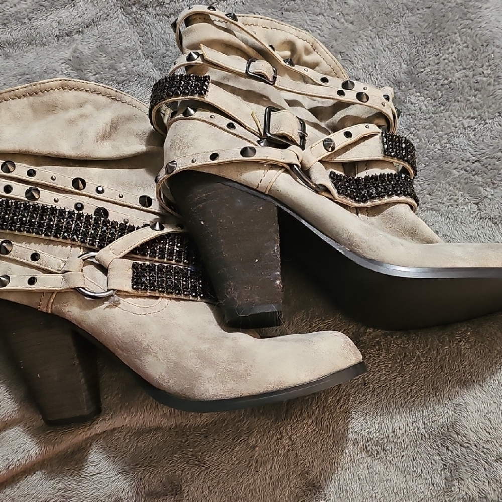 Studded Tan Ankle Boots Womens Size 10